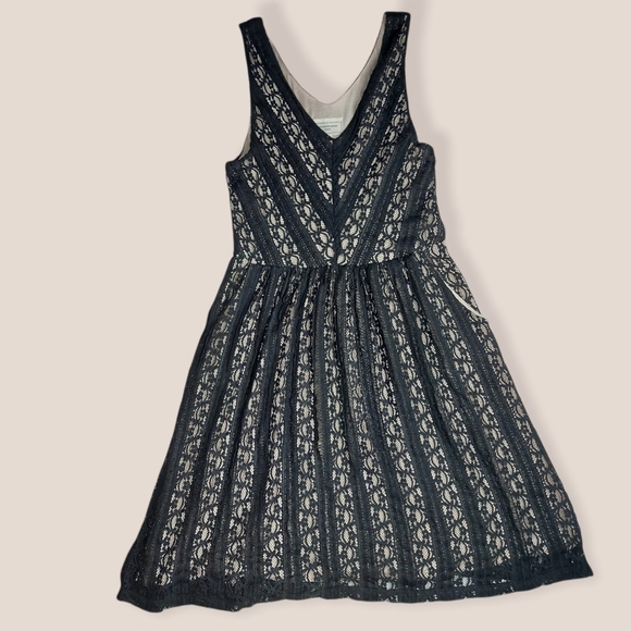 Moulinette Soeurs Anthropologie Black Lace Fit & Flare Cocktail Dress Medium - Picture 3 of 12